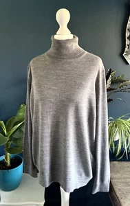 Marks And Spencer 16 Jumper Womens Pure Merino Wool Roll Neck Grey - Picture 1 of 10