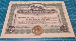 Certificado de acciones de The Moose Smelting and Refining Company 1911 - Imagen 1 de 6