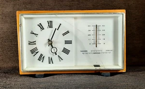 Vintage Soviet Clock Thermometer Barometer Majak USSR Table Clock Home Decor - Picture 1 of 12