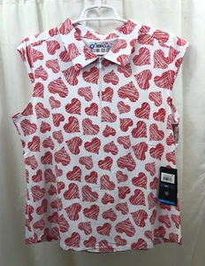 Women's Ibkul Polo Shirt XL NWT Hearts - Picture 1 of 2