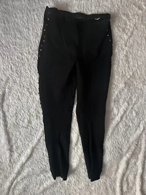 Zara Colección Básica Leggings Negro Tachuelas Abajo Cada Lado Grande Foto 1 de 4