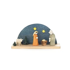Colored Arched Miniature Nativity Scene German Wood Christmas Figurine Germany - Picture 1 of 1
