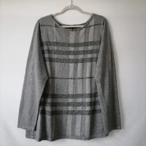 Jones New York Signature Womens Gray Metallic Shimmer Pullover Sweater Size 3X - Picture 1 of 7