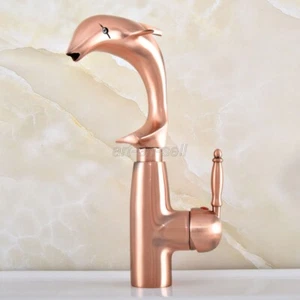 Antiguo grifo lavabo lavabo lavabo lavabo de cobre rojo - diseño con forma de delfín - Imagen 1 de 9