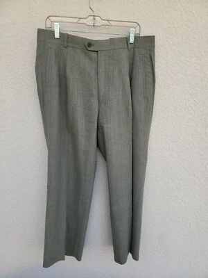VTG Yves Saint Laurent YSL Men's Brown Check Wool Flat Front Pants 36 - Image 1 of 4