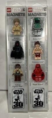 LEGO Star Wars Magnet Minifig Set Darth Maul Anakin Naboo Pilot, Boba Fett, Leia - Image 1 of 4