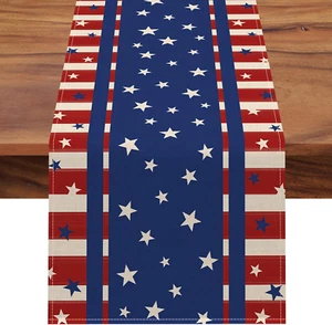 4Th of July America Stars Stripes Patriotic Table Runner, Red Blue American Inde - Bild 1 von 12