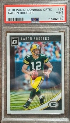 AARON RODGERS 2018 Panini Donruss Optic Silver # 37 PSA 9 MINT Packers - Image 1 of 2