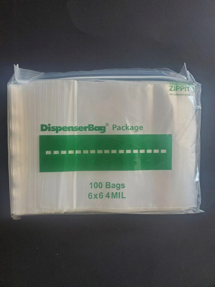100 6 x 6 4MIL QSPAC Reclosable Zippit Zip Seal Lock Top Reloc Clear Bags 4 Mil - Image 1 of 1