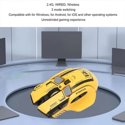 Ratón silencioso recargable triple modo con cable/inalámbrico/Bluetooth para juegos Foto 1 de 4