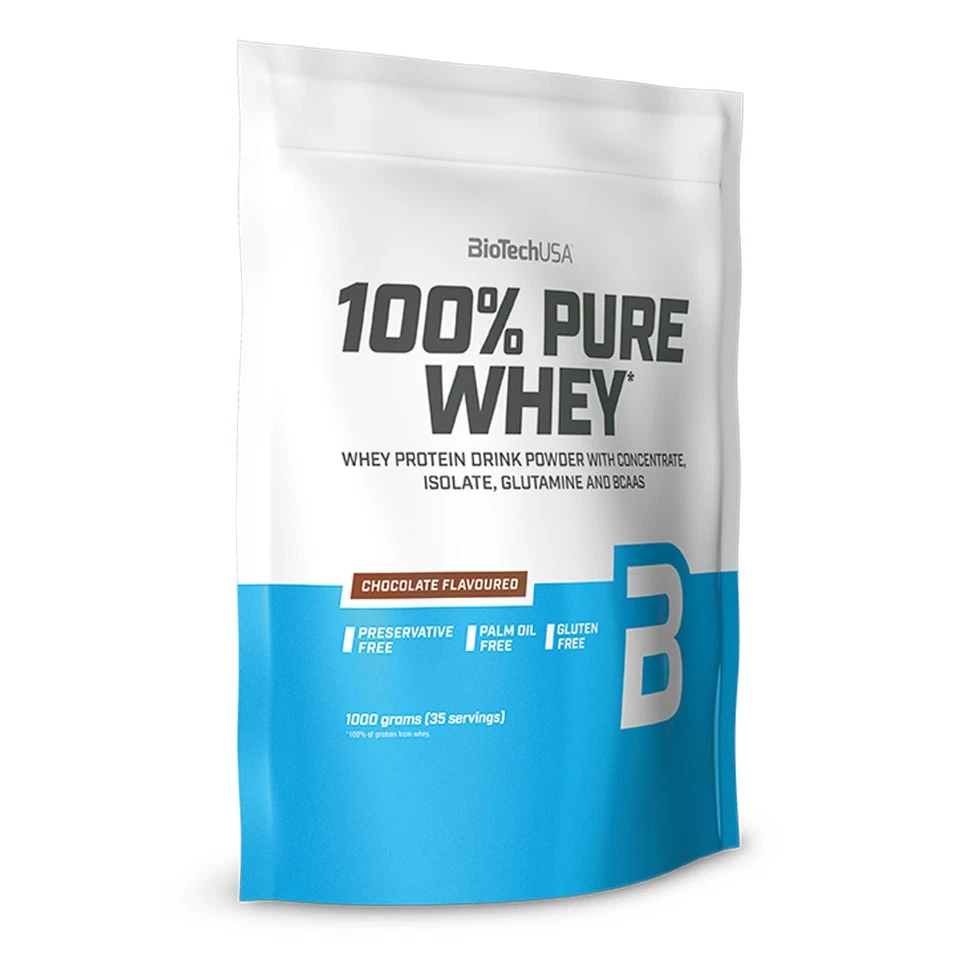 BioTech USA 100% Pure Whey 1000g Beutel 1kg Eiweiß - Glutenfrei und ohne Palmöl - Bild 1 von 1
