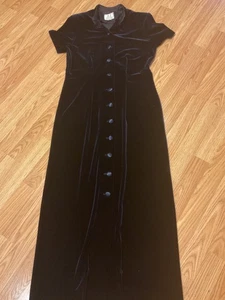 Vintage/Chelsea Rousso dunkelblau Samt Maxikleid 80er Mode Gr. 8 (C40"L59" - Bild 1 von 3