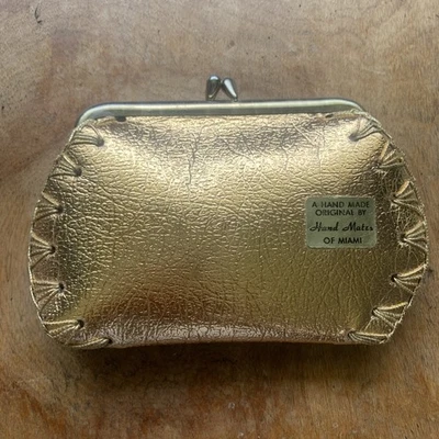 Vintage Hand Mates of Miami Gold Lame Coin Purse Kiss Lock Handmade 5x3.5” 50s - Image 1 of 4