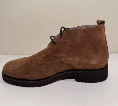 Botas masculinas de couro italiano Rakoh deserto tamanho 10/43 sapatos de camurça forrados shearling - Imagem 1 de 4