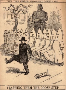 William Allen Rogers NY Herald 1919 “ Goose Steps “ Zeitung Original Cartoon - Bild 1 von 1