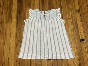 Wonderly White w/Lt Blue & Black Stripes & Embroidered Accents Women's Large - Picture 1 of 8