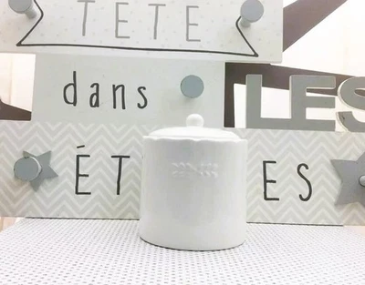 Amadéus pot hermétique blanc motif épis relief devant 13 x 10 cm environ - Photo 1/3