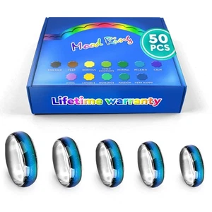 50Pcs Mood Rings for Women - Mood Rings Bulk 6-10 Size Pack Adult Mood Ring C... - Picture 1 of 9
