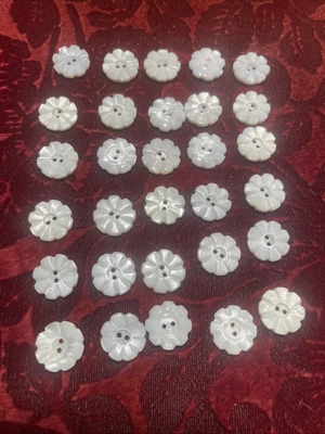 Antique Flower Mother of Pearl Button Lot 1/2 Inch 30 Buttons - Image 1 of 4