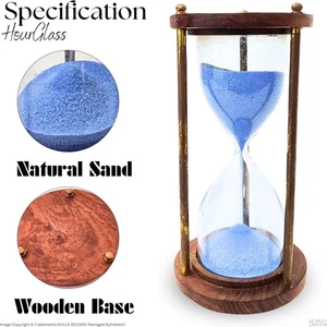 Wooden Hourglass Set with Blue Sand Timers - Ideal Decorative Gift for Home - Picture 1 of 6
