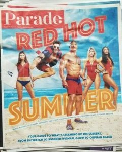 BAYWATCH DWAYNE JOHNSON KELLY ROHRBACH ALEXANDRA DADDARIO 2017 PARADE MAGAZINE  - Picture 1 of 1