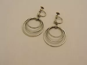 Sterlg Silver Dangle Screw Back Earrings 1 1/2" 9.5 g HERMANN SIERSBOL Denmark - Picture 1 of 4