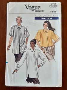 VOGUE PATTERN - 7727 LADIES SHIRT CONCEALED BUTTONS YOKE LOOSE FIT 6-10 USED - Picture 1 of 2