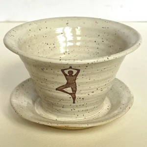 CB Pottery Plant Planter Handmade Succulent Pot Yoga Art Tree Pose Houseplant - Picture 1 of 9