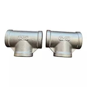 1/2" NPT Stainless Steel Tee Pipe Fittings 304 Steel 2 Pcs Corrosion-Resistan - Picture 1 of 4
