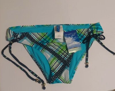 NWT ISLAND SOUL loopback Plaid Mulitcolor Bikini Bottom Size medium Retail $28 - Image 1 of 4