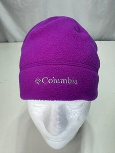 Columbia Women's S / M Purple Pink Fleece Skull Cap Hat Beanie Cream with Colors - Picture 1 of 5