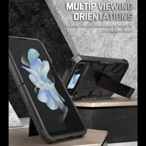Funda resistente a prueba de golpes con soporte negra mate para Samsung Galaxy Z Flip 4 - Imagen 1 de 6