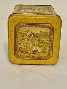Vintage Hallmark Tin Metal Box Square Yellow - Picture 1 of 10