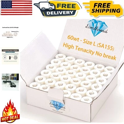 144 Prewound Polyester Bobbins Thread Size L 60WT - For Creative Vision Machines - Image 1 of 4