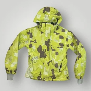 Surfanic Ski Jacket Womens Medium Green Geometric Pattern Pockets Thick - Picture 1 of 16