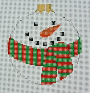 Hand-painted Needlepoint Canvas, Snowman Ornament, 18" mesh, NEW - Picture 1 of 1