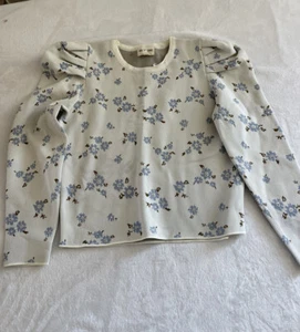 Kiss the Stars Jr Sz XL Jacquard Knit Puff Shoulder Long Sleeve Blouse Sweater - Picture 1 of 8