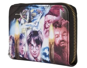 Loungefly Harry Potter Zip Around Wallet Sorcerer’s Stone Hogwarts Crest HP Logo - Picture 1 of 4