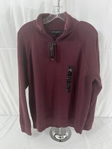 Banana Republic Red Burgundy Men’s Pullover Sweater Size L New With Tags 1/4 Zip - Picture 1 of 5