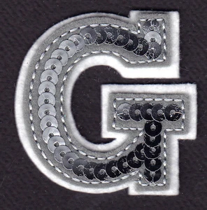 LETTERS - Silver Sequin 2" Letter "G" - Iron On Embroidered Applique - Picture 1 of 2