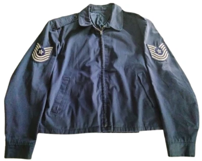 Chaqueta cortavientos vintage Air Force Van Heusen azul ligero grande cremallera completa Foto 1 de 4