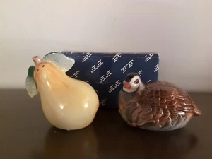 Fitz & Floyd 1991 Woodland Partridge & Holiday Pear Salt & Pepper Set Of Shakers - Picture 1 of 4