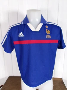 VINTAGE Maillot foot bleu EQUIPE DE FRANCE 6 ans ADIDAS FFF 1 étoile - Picture 1 of 4