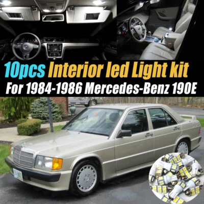 Kit de bombillas LED blancas interiores de coche de 10 piezas para Mercedes-Benz 190E 1984-1986 Foto 1 de 4