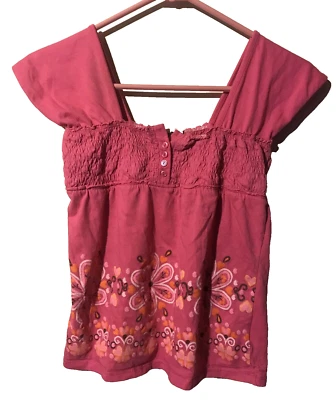Top para niñas ROUTE 66 hombro ancho flores corazones talla 10/12 defecto boho Foto 1 de 4