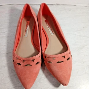 Audrey Brooke Womens 7.5M Pointed Toe Suede Flats Coral Chic Marte Laser Cutout. - Picture 1 of 8