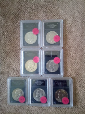 AUTHENTICATED BRILLIANT BRADFORD EXCHANGE UNCIRCULATED EISENHOWER DOLLAR SET  - Image 1 of 4