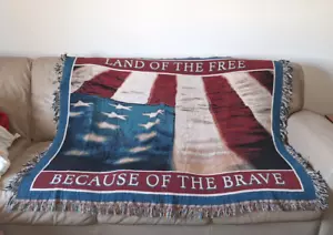 Cover Throw Blanket Land of the Free Because Of the Brave 50 x 60 inches - Picture 1 of 7