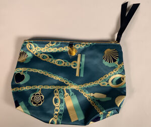 Estee Lauder Cosmetics Makeup Bag - Blue Shell Chains And Tassels Print