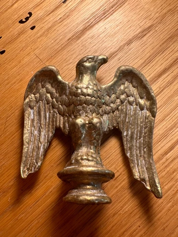 Vintage  Brass Eagle Flag Pole Topper  3 1/2"” Tall Cover
